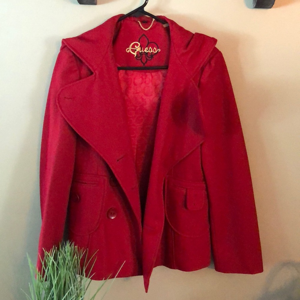 💥HOST PICK💥 Red Guess pea coat, sz small